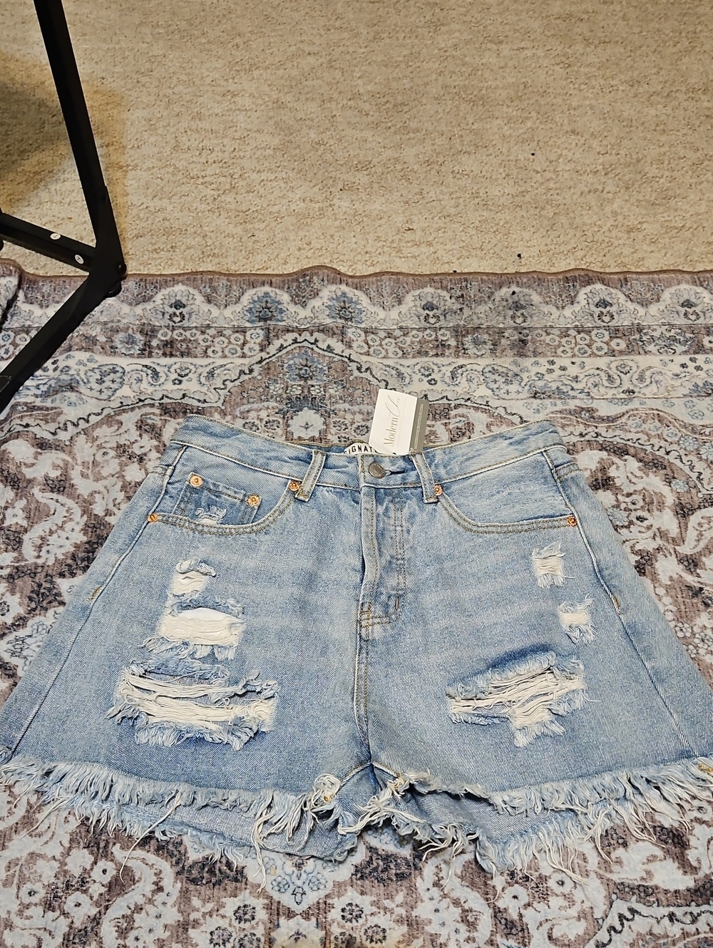 Signature8 Light Wash Distressed Denim Shorts